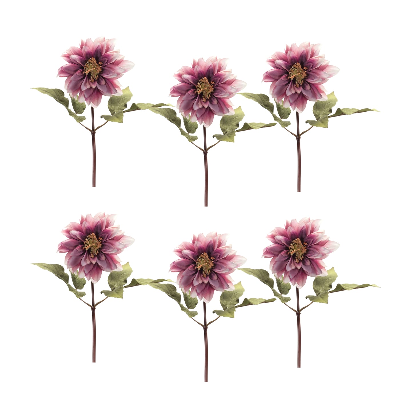 Purple Dahlia Flower Stem (Set of 6)