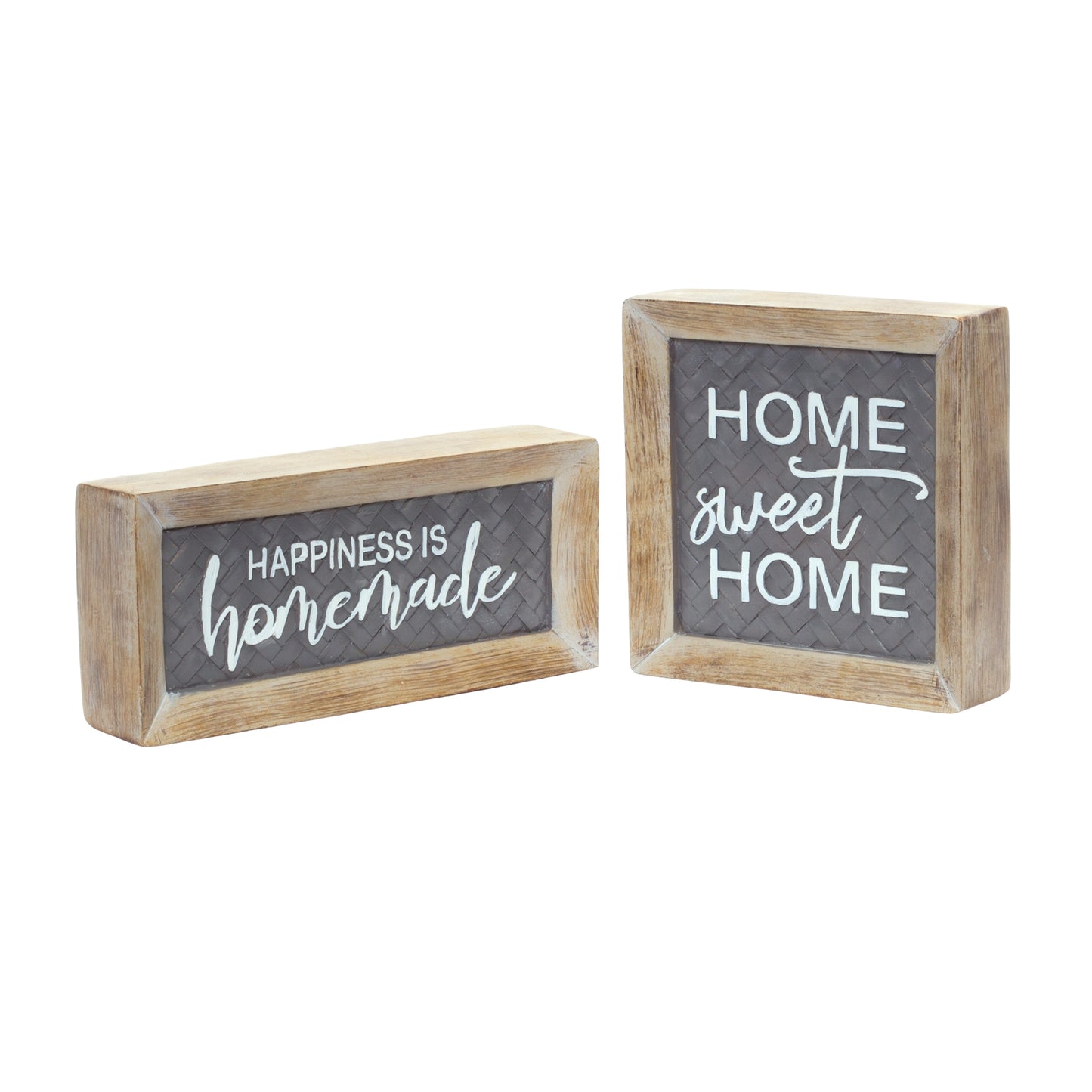 Home Sentiment Block Sign with Wood Grain Design (Set of 2)