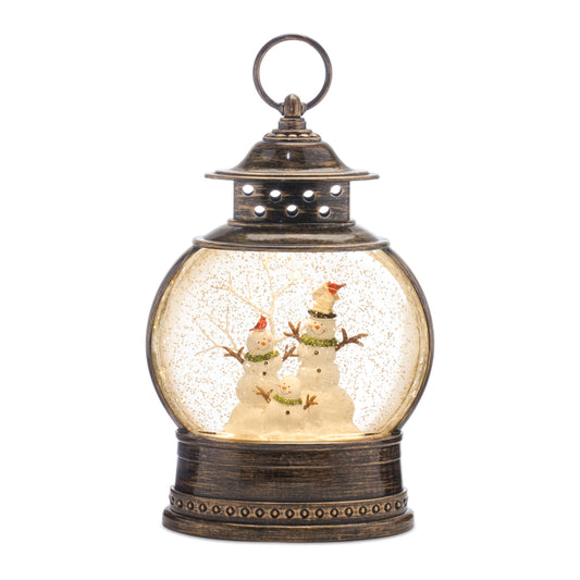 LED Snow Globe with Snowman Family 11.5"H