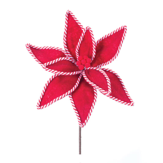 Candy Cane Poinsettia Stem (Set of 6)