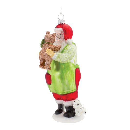 Glass Santa with Teddy Bear Ornament (Set of 6)