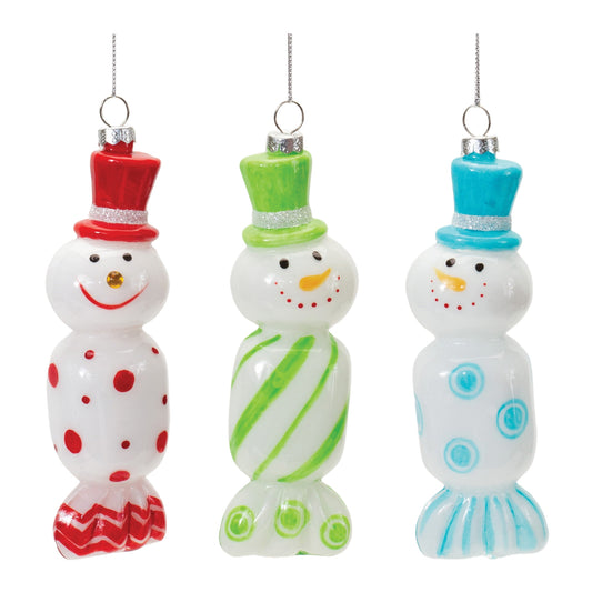 Glass Snowman Candy Ornament (Set of 12)