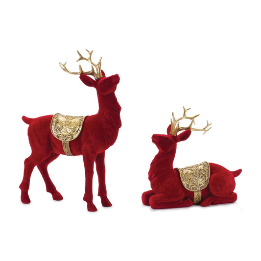 Flocked Deer Figurines (Set of 2)