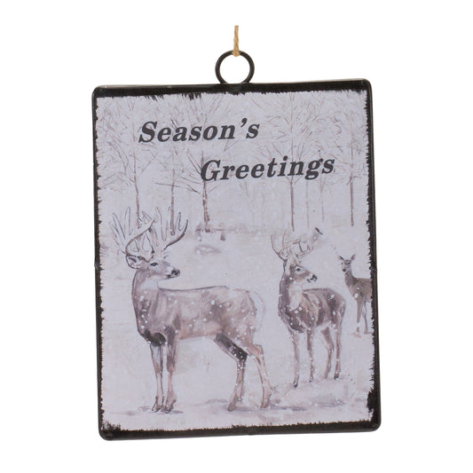 Glass Seasons Greetings Deer Ornament (Set of 12)