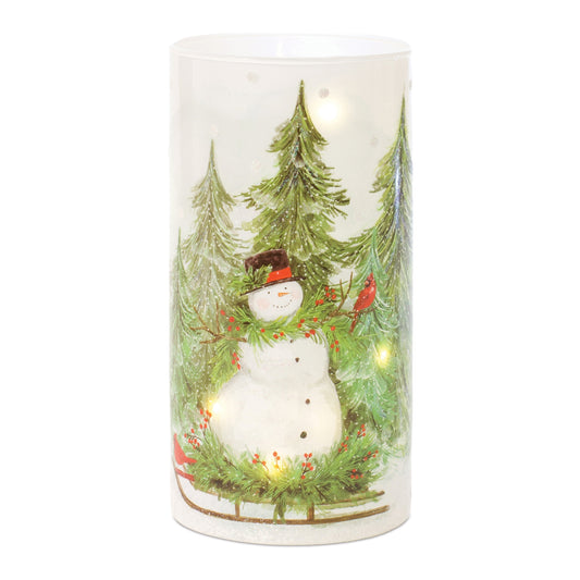 Glass Snowman Candle Holder (Set of 2)