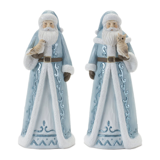Santa Figurine with Bird and Owl Accent (Set of 2)