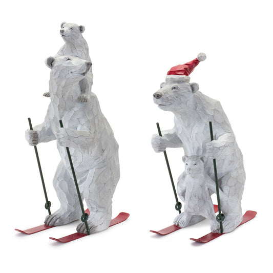 Polar Bear on Skis Figurine (Set of 2)
