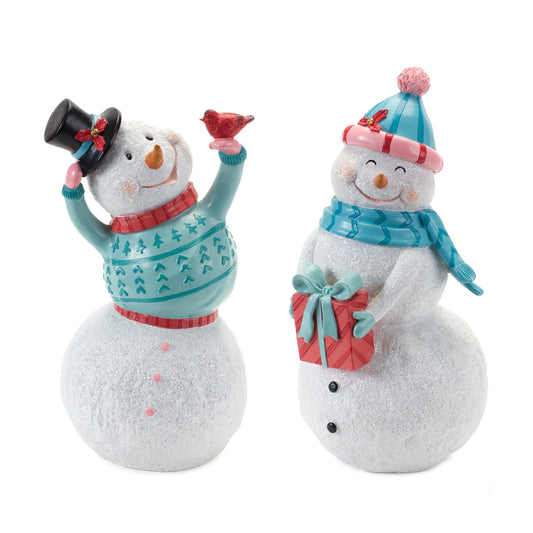 Whimsical Snowman Figurine (Set of 2)