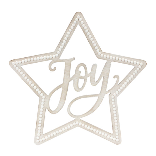 Beaded Wood Star with Joy Sentiment (Set of 2)