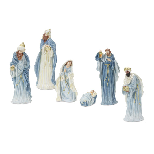 Winter Blue Nativity Figurines (Set of 6)