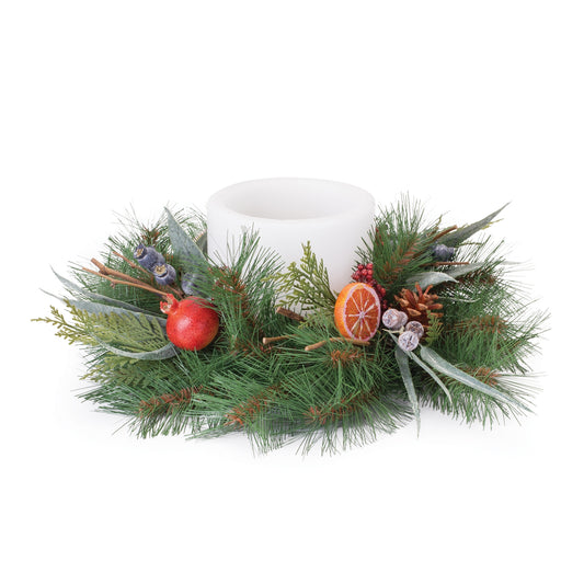 Mixed Pine Fruit Candle Ring 18"D