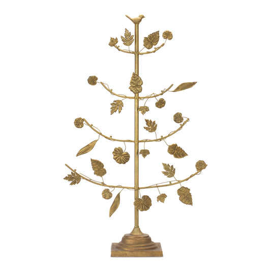 Gold Metal Tree with Leaves Display 36.5"H