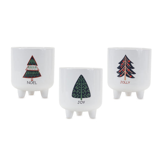 Footed Pine Tree Planter (Set of 3)