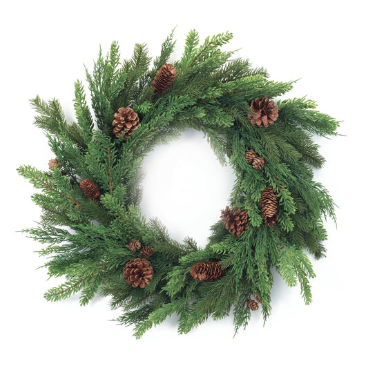 Mixed Pine Cone Wreath 27"D
