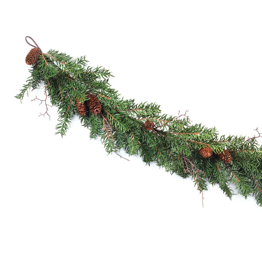 Pine Garland with Twig and Pinecones 5.5'L