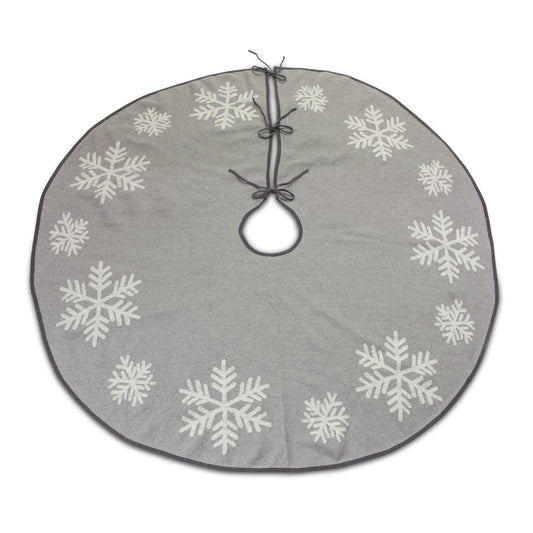 Grey Woven Snowflake Tree Skirt 48"D