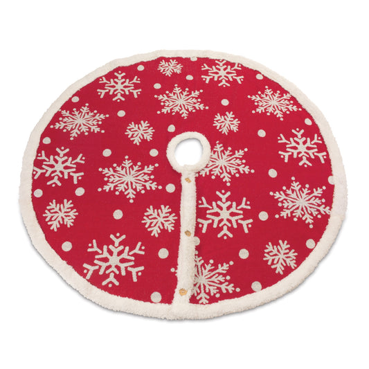 Red Woven Snowflake Tree Skirt 48"D