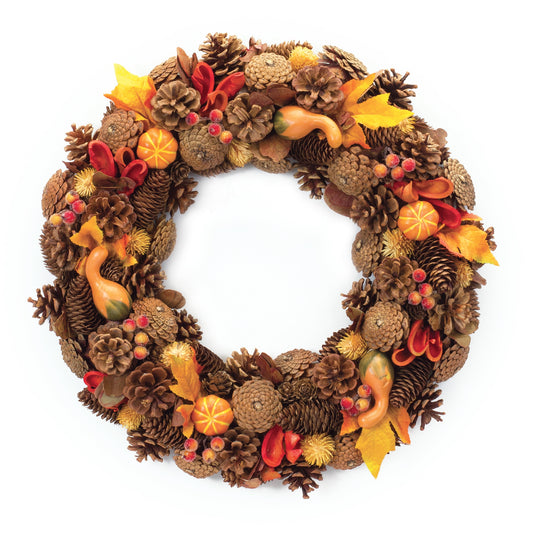 Mixed Cone and Berry Wreath 10.5"D
