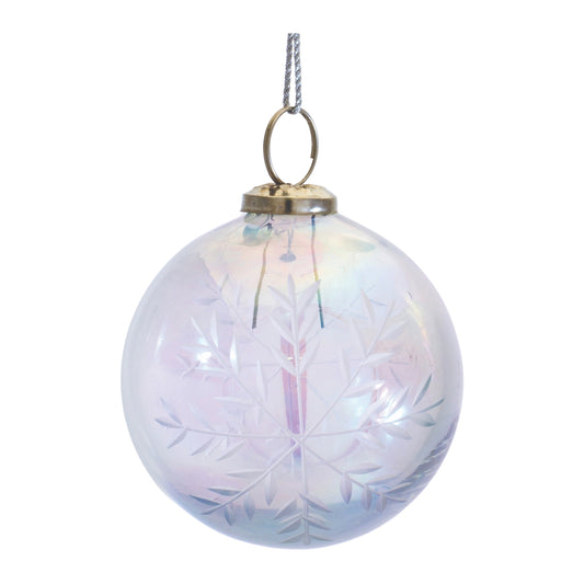 Etched Irredescent Glass Ball Ornament (Set of 6)