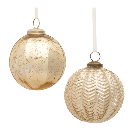 Ribbed Mercury Glass Ball Ornament (Set of 6)