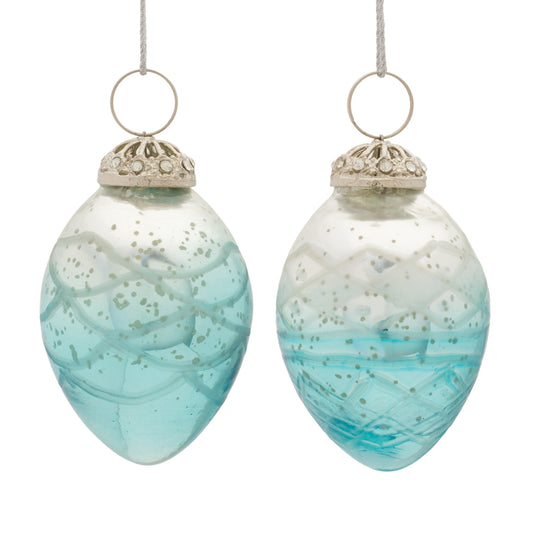 Blue Ombre Glass Drop Ornament (Set of 6)