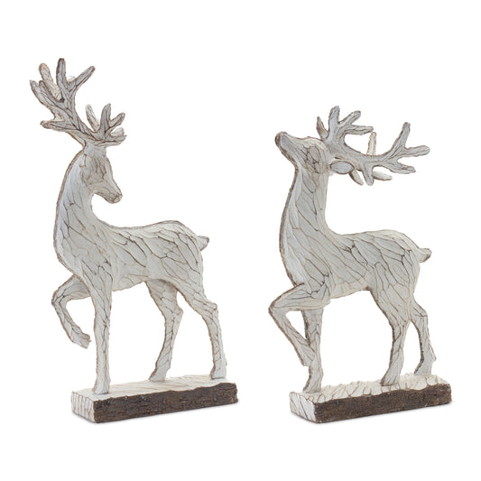 Carved Deer Décor (Set of 2)