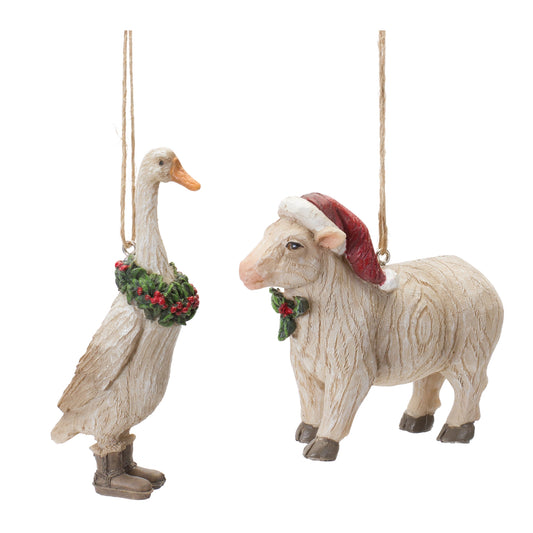 Holiday Farm Animal Ornament  (Set of 12)