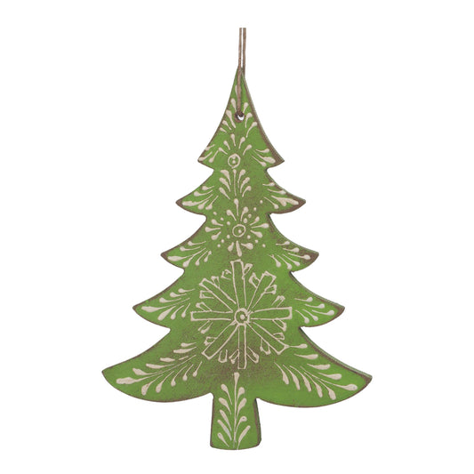 Wood Pine Tree Ornament (Set of 6)