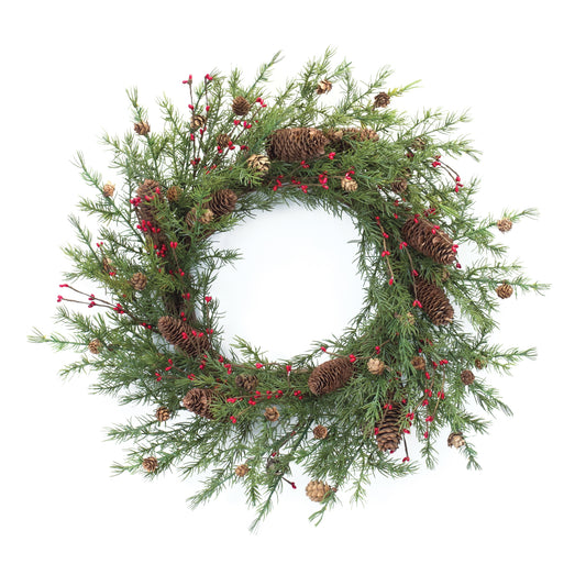 Pine Cone Berry Wreath 26"D