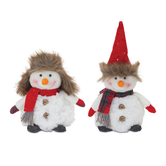 Plush Snowman with Hat and Scarf (Set of 2)