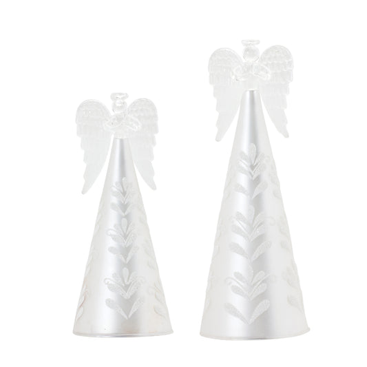 Frosted Glass Angel Ornament (Set of 2)