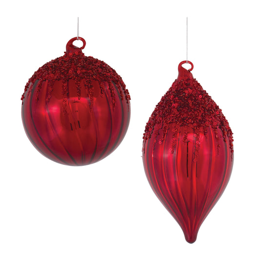 Sequined Glass Ornament (Set of 4)