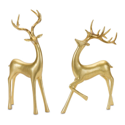 Gold Minimalist Deer Statue (Set of 2)