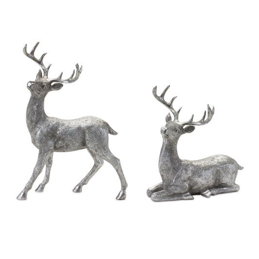 Silver Deer Statue (Set of 2)