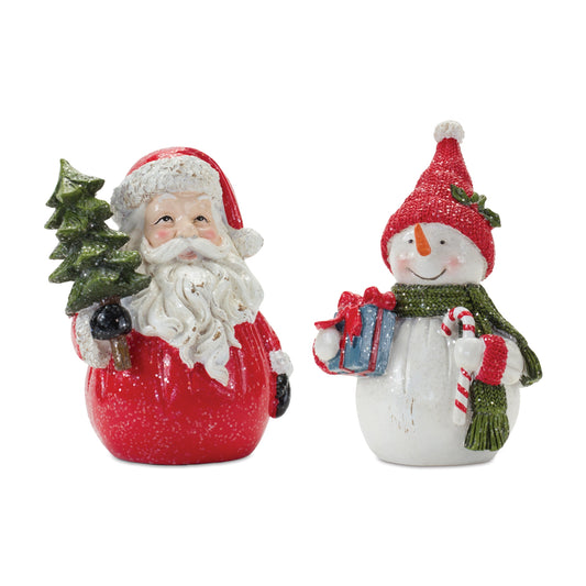 Santa and Snowman Figurine (Set of 2)