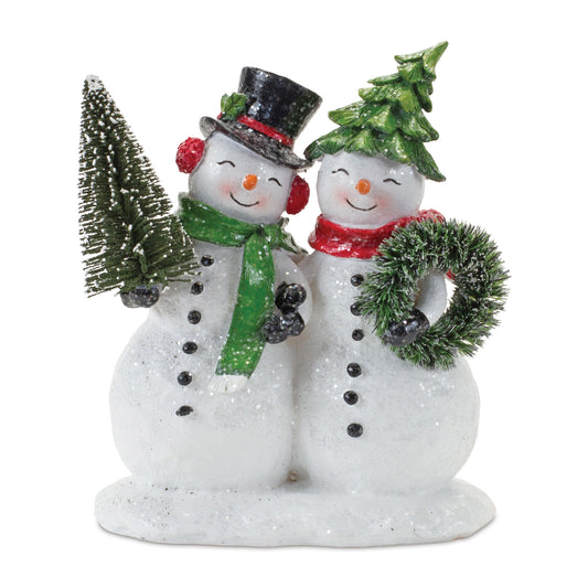 Snowman Couple Figurine 7.5"H