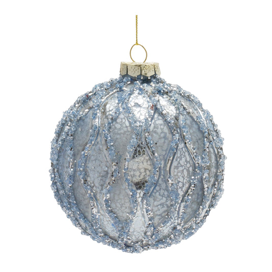 Beaded Mercury Glass Ball Ornament  (Set of 6)