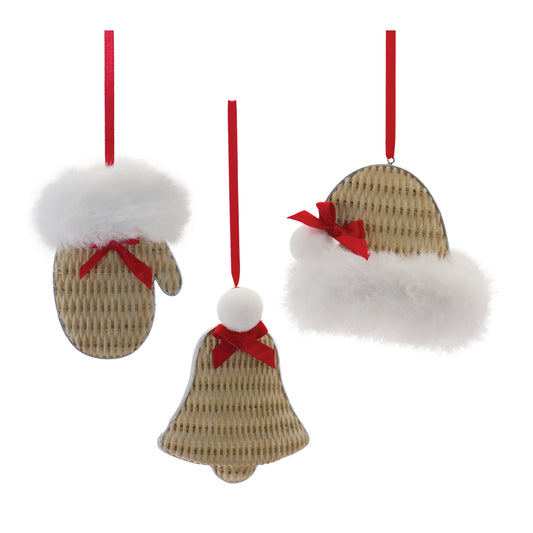 Cozy Mitten Hat and Bell Ornament (Set of 12)