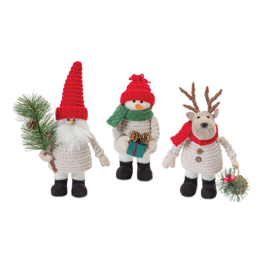 Plush Santa Snowman and Moose (Set of 3)