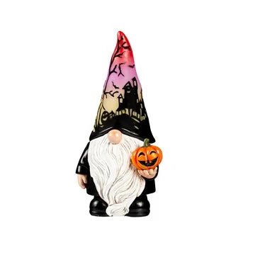 LED Polyresin Halloween Gnome Table Décor, Red Hat