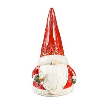 9.5" LED Resin Santa Gnome Holding Candle Table Décor