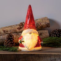 9.5" LED Resin Santa Gnome Holding Candle Table Décor