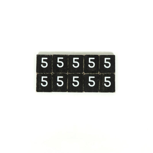 1.5x1.75x.25 wd letter tile s/10 (5) bk/wh
