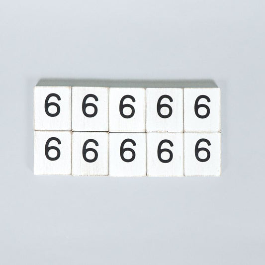 1.5x1.75x.25 wd letter tile s/10 (6) wh/bk